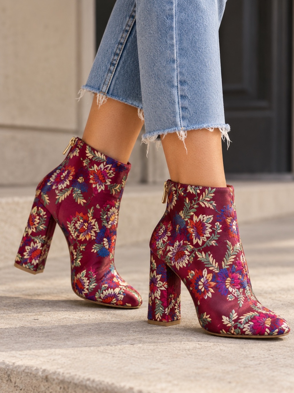 JOIE Saleema Brocade Shimmer Embroidered Bootie